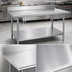 Thumbnail image #3 for Advance Tabco 108-Inch x 36-Inch 304 Stainless Steel Work Table with 5-Inch Backsplash and Rolled-Rim Front Edge