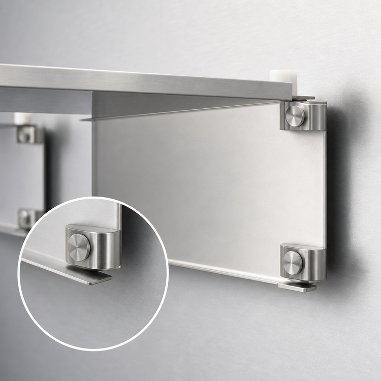 Product image #3 for Eagle Group 18 Inch Double Knob Stainless Steel Foot Bracket for Cantilevered Shelving