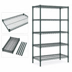 Thumbnail image #3 for Quantum WR86-1830P-5 5-Shelf Wire Shelving Starter Unit, 30"W x 18"D x 86"H, Green Epoxy, 600-800 lb.