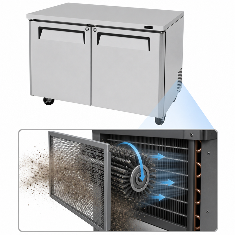 Product image #3 for Turbo Air M3 Series 48-Inch Two-Section Undercounter Freezer with Self-Cleaning Condenser