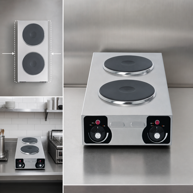 Product image #3 for Nemco Vertical Double Burner Electric Hot Plate, Brushed Stainless Steel, 25-1/2 Inch W, 240V