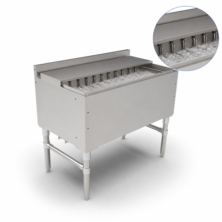 Product image #3 for 36 Inch Wide Underbar Ice Bin/Cocktail Unit with 7-Circuit Cold Plate and Sliding Lid