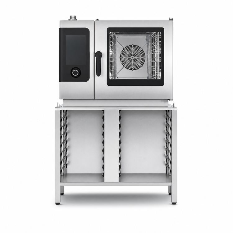 Product image #3 for Convotherm Stainless Steel Oven Stand, Closed on Three Sides, with 14 Shelf Rail Pairs for C4 6.20 and 10.20