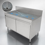 Thumbnail image #4 for Perlick Corporation Top Shelf TSF48SC 48-Inch Stainless Steel Underbar Storage Cabinet, Freestanding, Pitched Drainboard Top, 6-Inch Backsplash