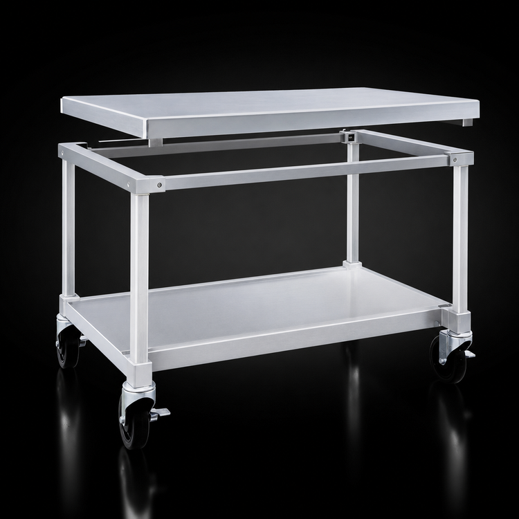 Product image #3 for New Age 60-Inch Mobile Aluminum Equipment Stand with Marine Edge 12-Gauge Top and Undershelf