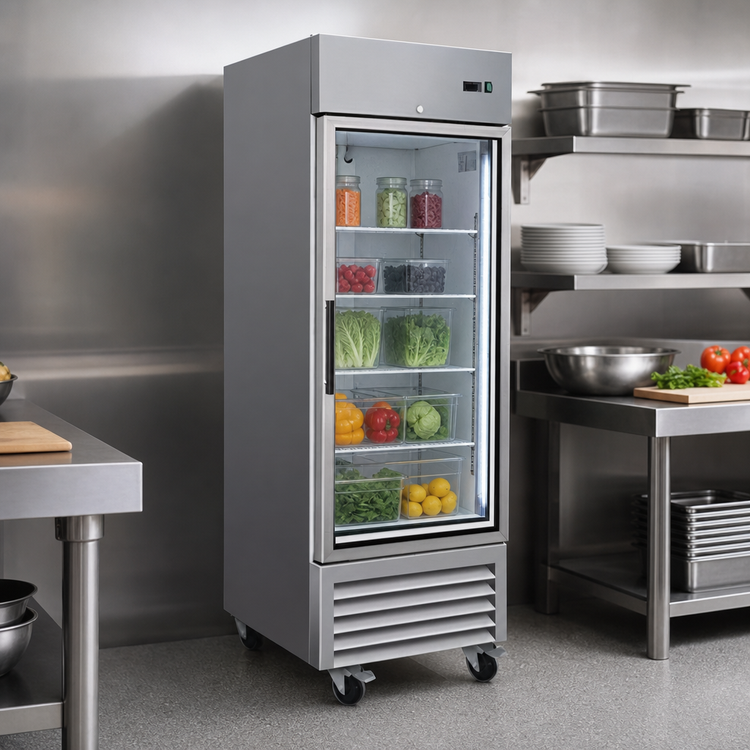 Product image #3 for Serv-Ware 1-Door 23 Cu. Ft. Glass Door Reach-In Refrigerator