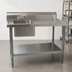 Thumbnail image #3 for 48-Inch Left-Sink Prep Sink Table with 304 Stainless Steel Top, 6-Inch Backsplash and Undershelf