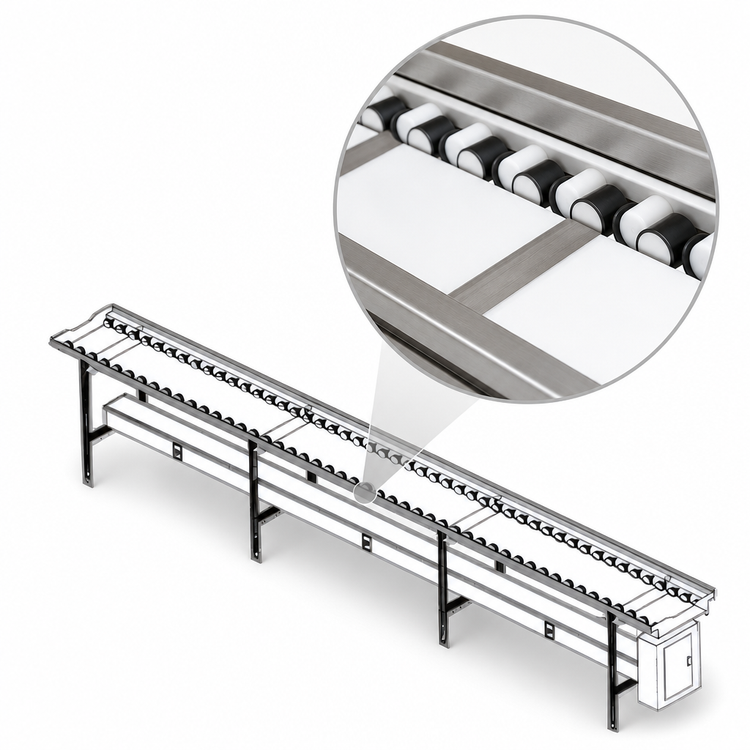 Product image #3 for Dinex DXIESR12 12 ft. PVC Roller Tray Make-Up Conveyor