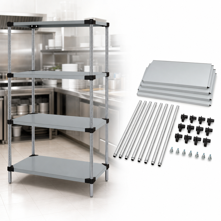 Product image #3 for Quantum 42" x 18" x 63" Stationary Solid Stainless Steel Shelving Starter Kit