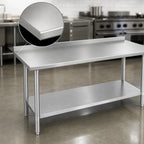 Thumbnail image #3 for Duke Manufacturing 316S-30144-2R Stainless Steel Work Table, 16-Gauge 300 Series Top, 1-1/8" Straight Riser, Undershelf, 30" x 144"