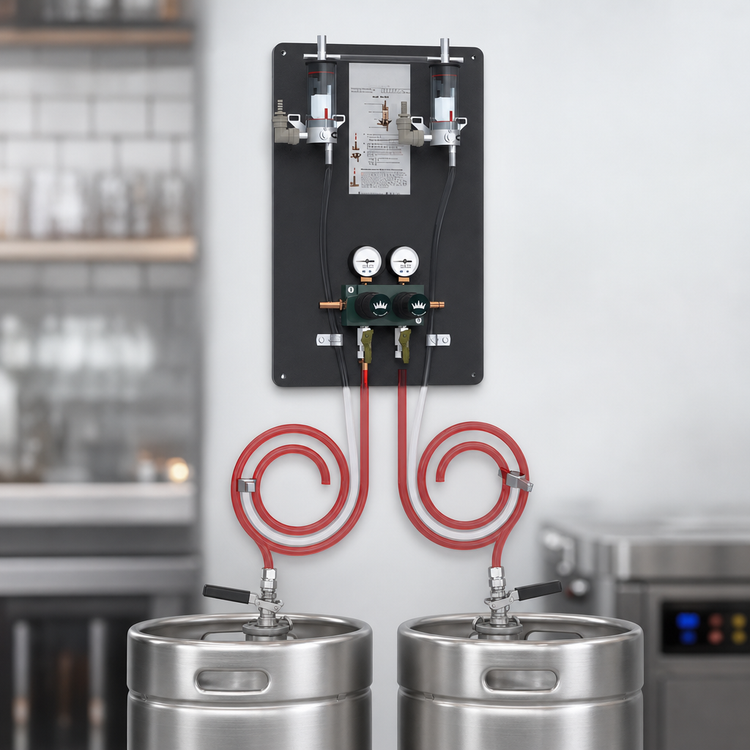 Product image #3 for Krowne MasterTap Regulator Panel with 2 Empty Keg Detectors (FOBs), 2 Beer Lines