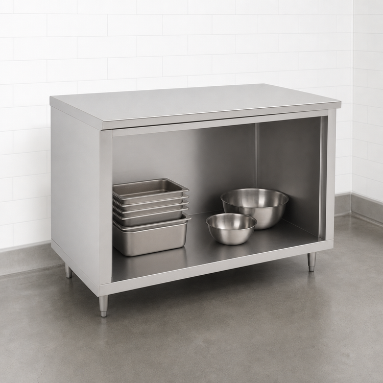 Product image #3 for John Boos Open Front Stainless Steel Work Table with Cabinet Base, 60" W x 30" D
