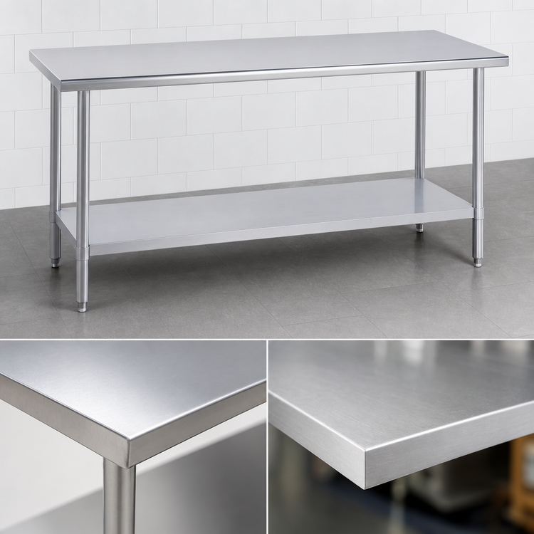 Product image #3 for Duke 108-Inch x 30-Inch Stainless Steel Work Table with Undershelf, Flat Top