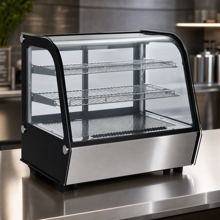 Product image #3 for Omcan 27-Inch Countertop Full-Service Refrigerated Display Case, 4.24 Cu. Ft., Curved Glass, Stainless Steel