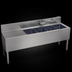 Thumbnail image #3 for Glastender 72-Inch Four-Compartment Stainless Steel Underbar Sink Unit with 24-Inch Left Drainboard