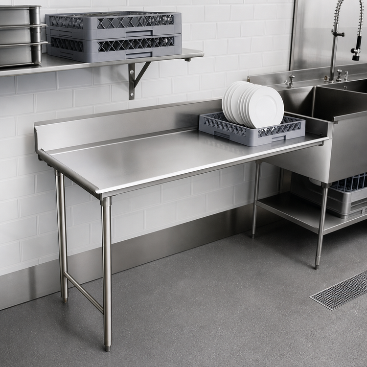 Product image #3 for Eagle Group Straight Clean Dishtable, 72 x 30 Inch, Right-to-Left, 16/430 Stainless Steel Top