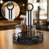 Thumbnail image #3 for Ironworks 6-1/4-Inch Round Black Wrought Iron Condiment Rack with Center Handle and Table Number Slot