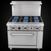 Thumbnail image #4 for CookRite 36-Inch 6-Burner Open Burner Gas Range with Standard Oven, LP, Backriser Hi-Shelf