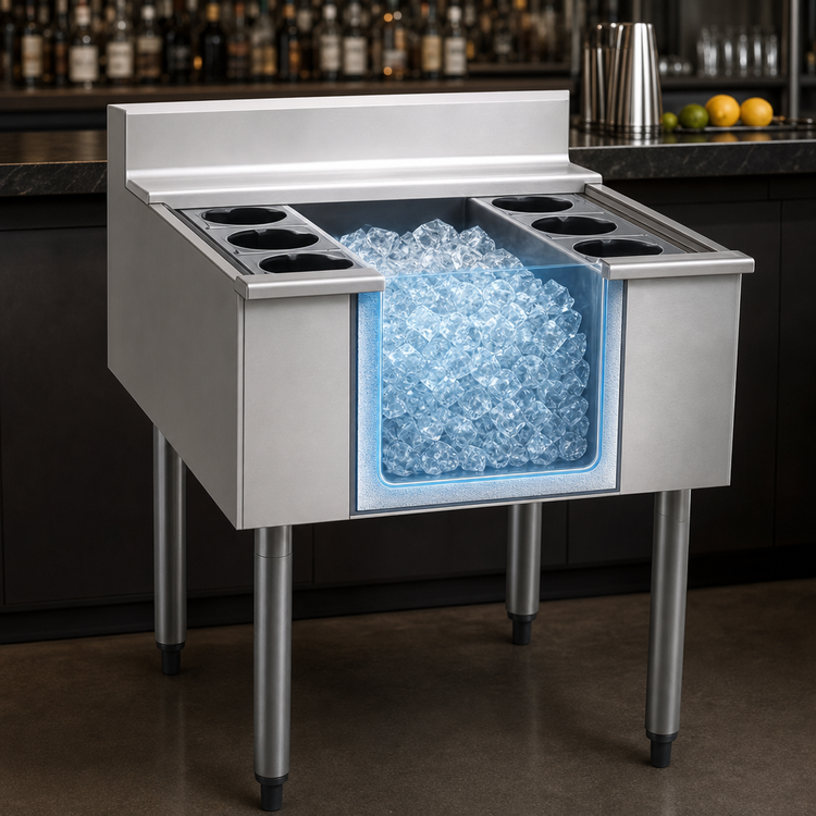 Product image #3 for Eagle Group 2200 Series 24 x 24 Inch Underbar Cocktail Unit with 16 Inch Deep Insulated Ice Bin and 7-Circuit Cold Plate