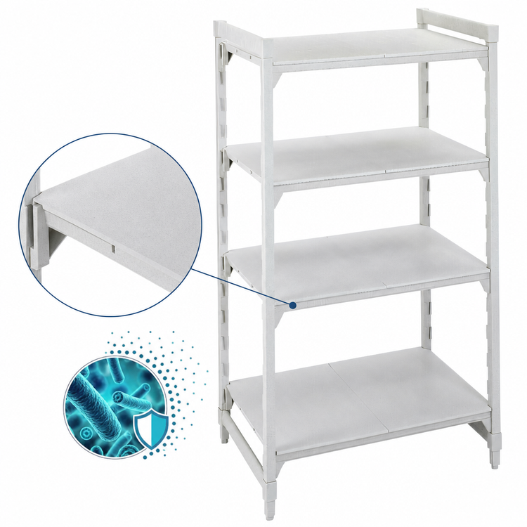 Product image #4 for Cambro Camshelving Premium 4-Shelf Solid Stationary Starter Unit, 24" Deep x 42" Wide x 72" High, Speckled Gray