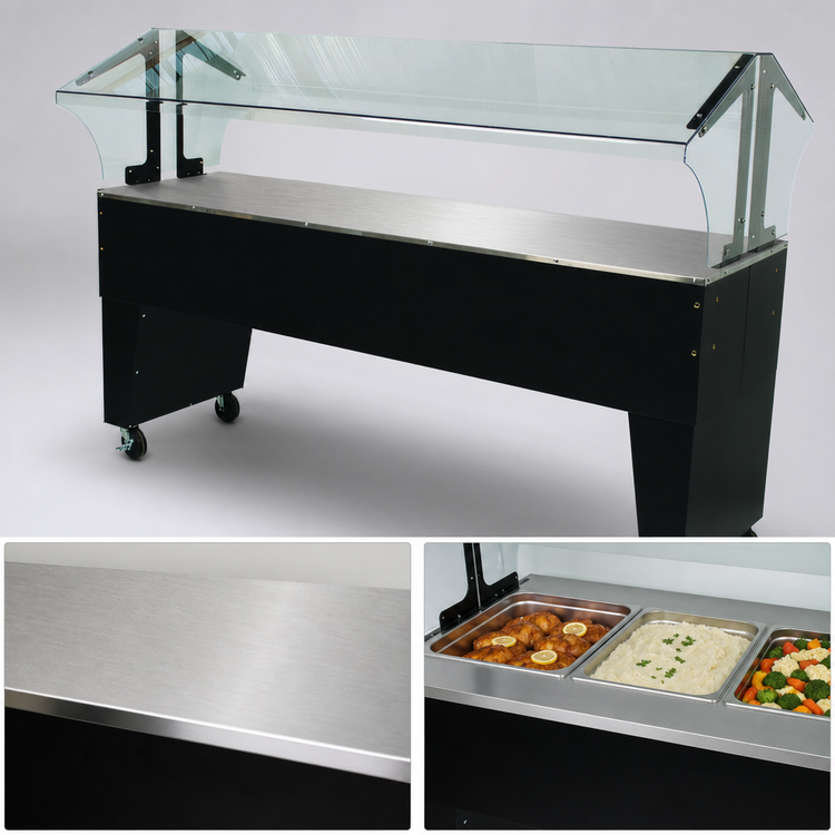 Product image #3 for Advance Tabco Triumph Portable Solid Top Buffet Table with Double-Sided Sneeze Guard