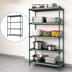 Thumbnail image #3 for Quantum 5-Tier Stationary Wire Plastic Mat Shelving Unit, 42 x 24 x 63 Inches, Green Epoxy Antimicrobial