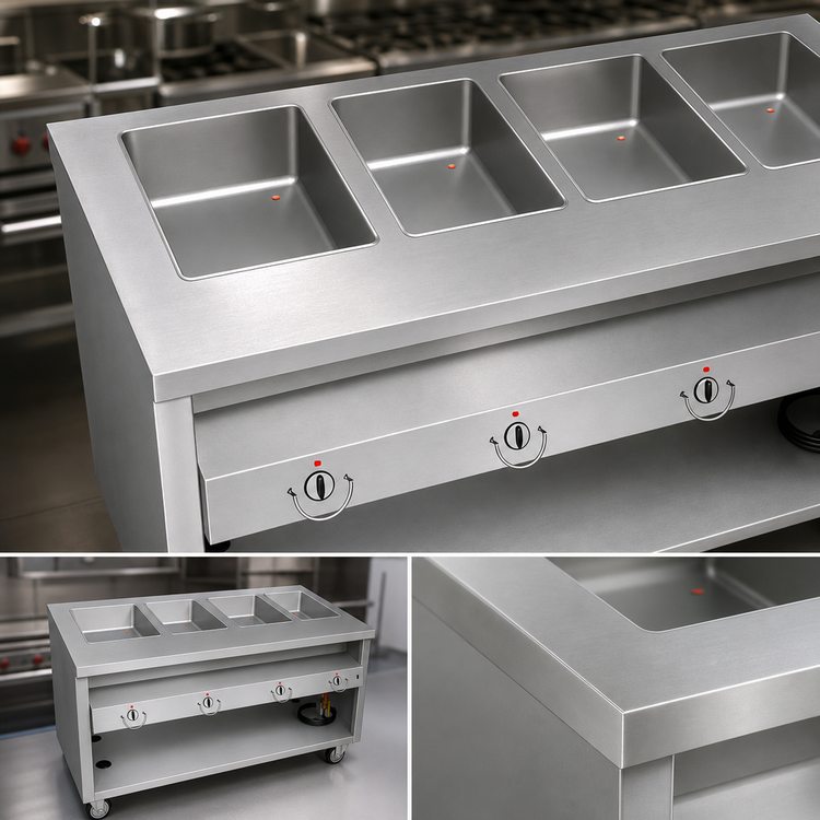 Product image #3 for Thurmaduke TEHF-60SS 60-Inch Mobile Electric Hot Food Unit with 4 Wells