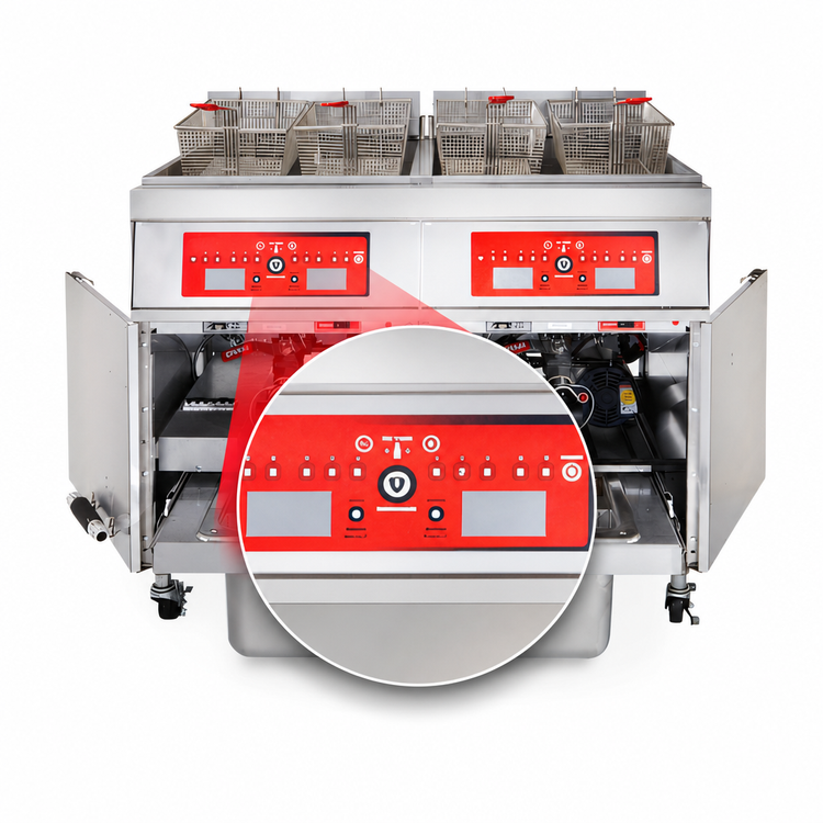 Product image #4 for Vulcan 3ER50CF Electric Triple-Battery Fryer with KleenScreen PLUS Filtration, 50 lb. Capacity per Vat