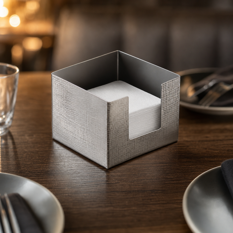 Product image #3 for American Metalcraft Etched Stainless Steel Tabletop Napkin Holder, 5-1/2 x 4 Inch