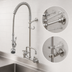Thumbnail image #3 for T&S Brass EasyInstall Wall-Mount Pre-Rinse Unit with Add-On Faucet and Brush Attachment, 8-Inch Centers, 10-Inch Swing Nozzle