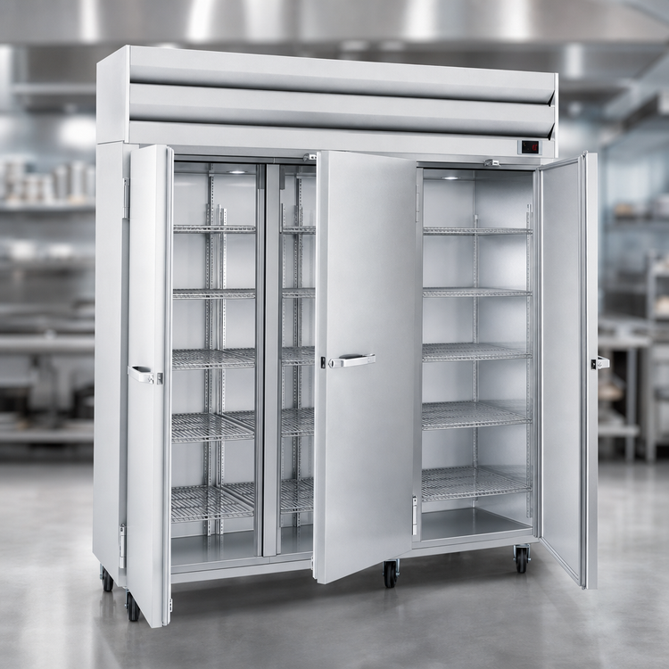 Product image #4 for Howard-McCray SF Series Three-Section Reach-In Freezer, 75 Cu. Ft., Self-Contained, Top-Mounted, Solid Full Doors