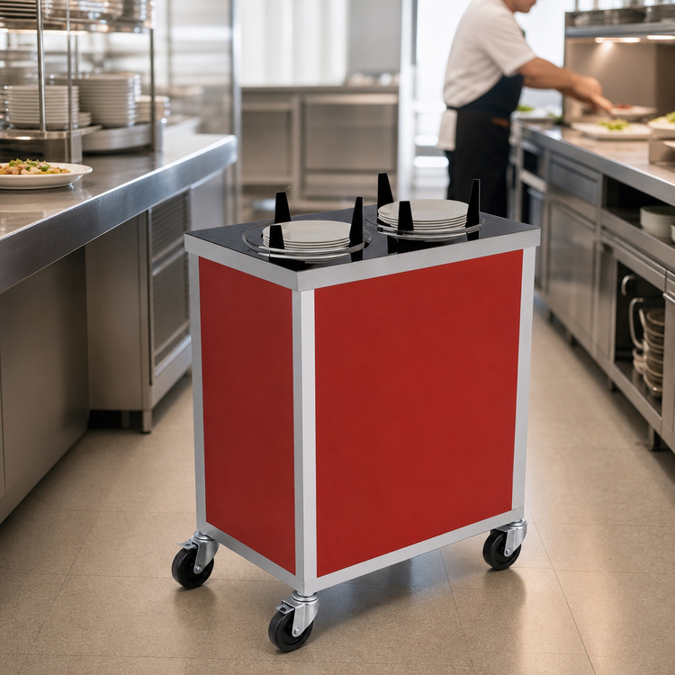 Product image #3 for Atlas Metal MEPD3H-5-3/4 Mobile Heated Triple Plate Dispenser, 5-3/4" Max Plate Diameter
