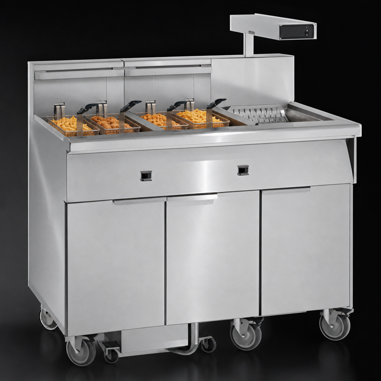 Product image #3 for Imperial Electric Floor Fryer with 4-Tank Battery, 75 lb. Each, Built-In Filter System, and Dump Station