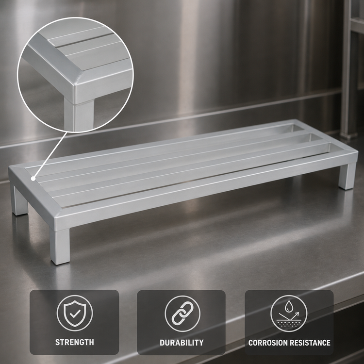 Product image #3 for John Boos 48-Inch x 20-Inch x 12-Inch Aluminum Dunnage Rack, 1-Tier Square Bar, 1,500 lb Capacity