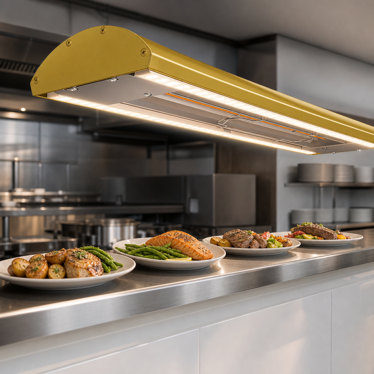 Product image #3 for Hatco Glo-Ray® 60-Inch Curved Lighted Infrared Strip Heater, Aluminum, Dual LED Lights, 1066 Watts