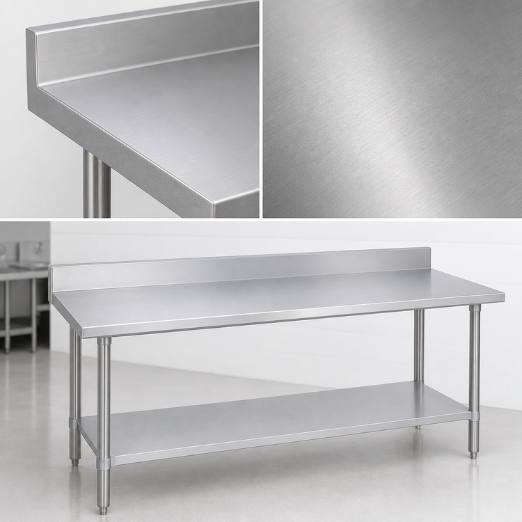 Product image #3 for Duke 16 Gauge 400 Series Stainless Steel Work Table with 5-Inch Riser and Stainless Undershelf, 144 x 36 Inches