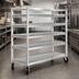 Thumbnail image #4 for Channel Manufacturing Aluminum Glass/Oval Tray Mobile Shelf Truck / Flight Cart, 75 x 25 x 72 Inches, 4 Shelves