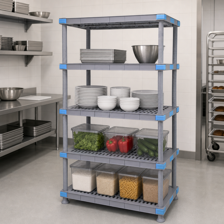 Product image #3 for Millenia 4-Shelf Polymer Stationary Starter Shelving Unit, 36W x 24D x 86H, Gray