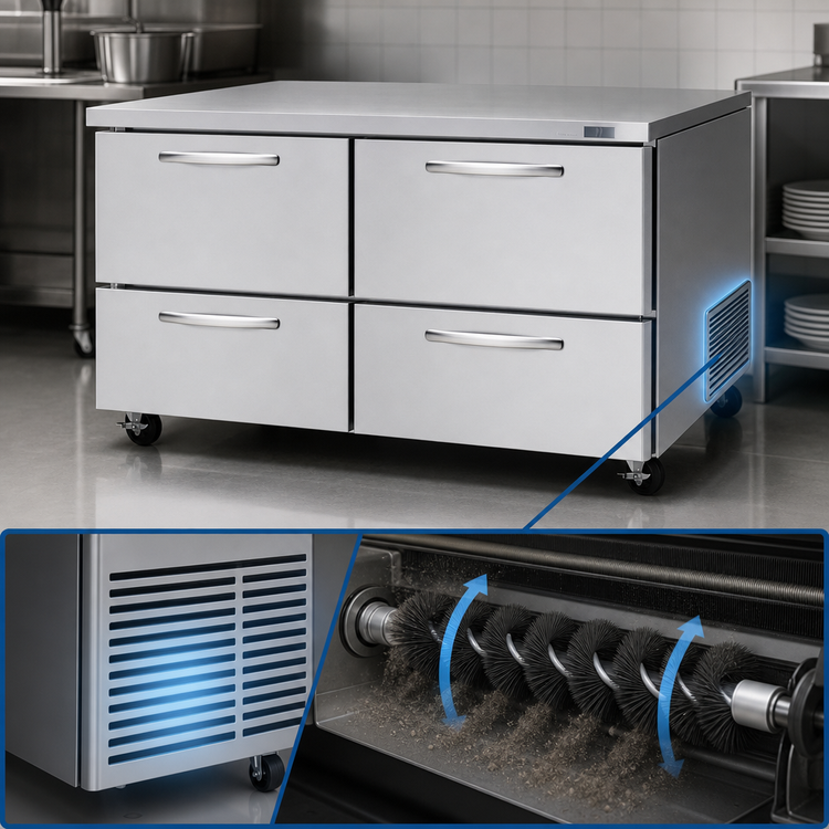 Product image #3 for Turbo Air PRO Series 60-1/4 Inch Two-Section Undercounter Drawer Refrigerator with 4 Drawers