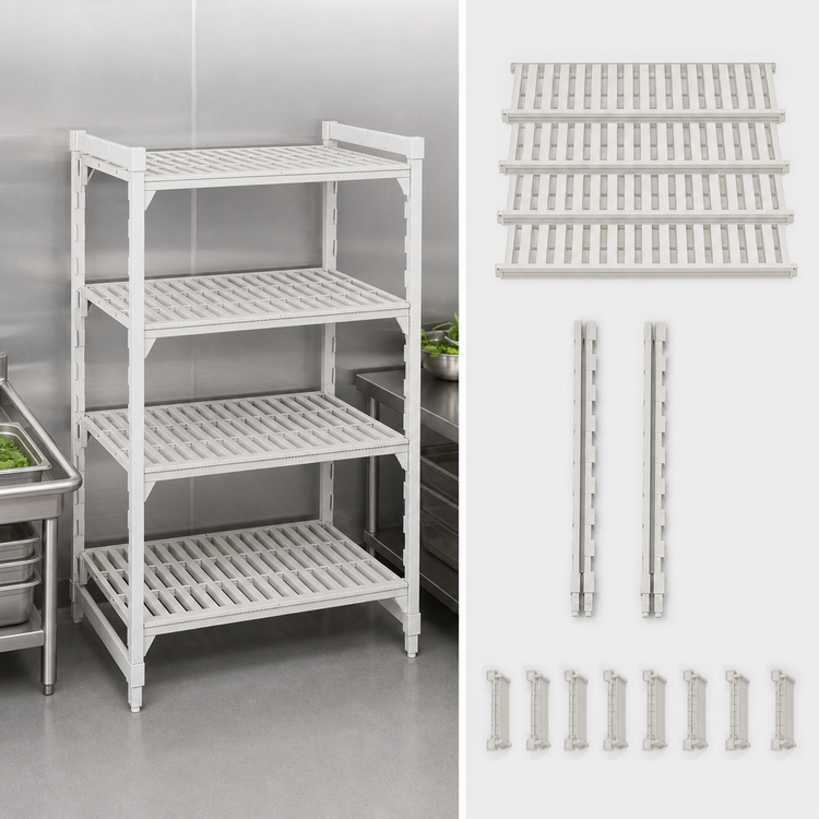 Product image #4 for Camshelving Premium 21" x 72" x 72" 4-Tier Vented Stationary Starter Polymer Shelving Unit