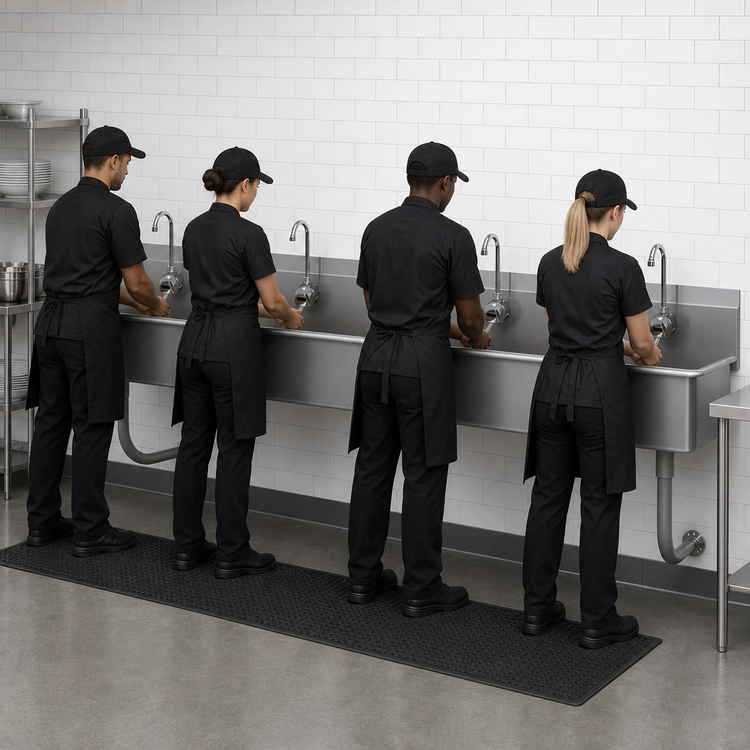 Product image #3 for Advance Tabco 80 Inch Wall-Mounted Multiwash Hand Sink with 4 Electronic Faucets
