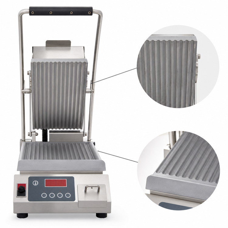 Product image #3 for Star Pro-Max 2.0 7.5-Inch Grooved Countertop Sandwich Grill / Panini Press, 120V