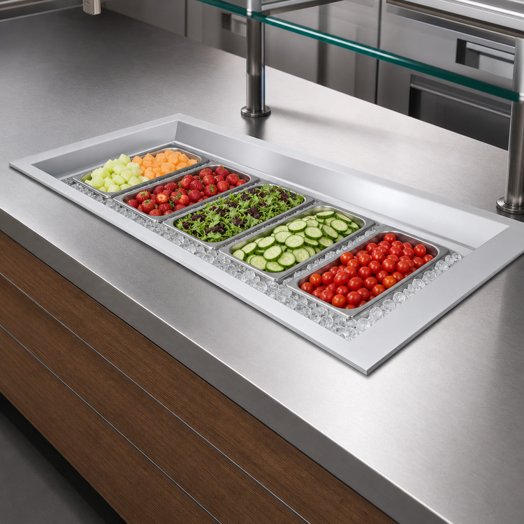 Product image #3 for Hatco IWB-6 Drop-In Iced Cold Food Well, 6-Pan Capacity, Stainless Steel, 84 x 27 Inches