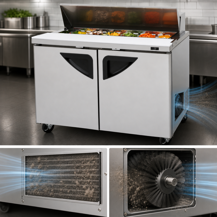 Product image #3 for Turbo Air Super Deluxe 48-1/4-Inch Two-Section 2-Door Sandwich/Salad Prep Table, 12-Pan Opening