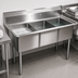 Thumbnail image #3 for John Boos E-Series 3-Compartment Stainless Steel Floor Sink with Boxed Backsplash, 77