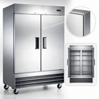 Thumbnail image #3 for Hurakan by Equip.me 54-Inch 2-Section Reach-In Freezer with 2 Solid Doors, Self-Contained, Bottom-Mounted, Stainless Steel