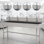 Thumbnail image #3 for Advance Tabco 19-FM-96EFADA 96-Inch Freestanding ADA Multi-Station Hand Sink with 4 Electronic Faucets