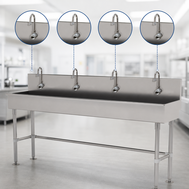 Product image #3 for Advance Tabco 96-Inch Multiwash ADA Hand Sink with 4 Electronic Faucets