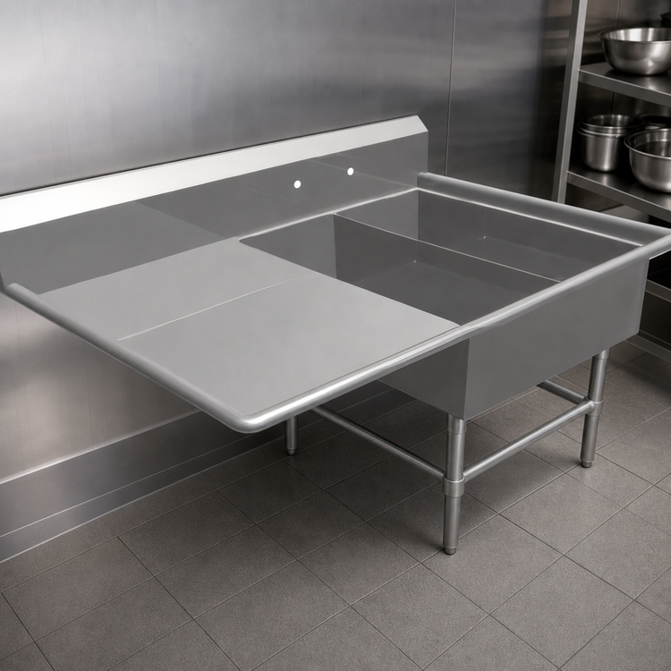 Product image #3 for John Boos Pro-Bowl 2-Compartment Platter Sink with Left Drainboard, 16/300 Stainless Steel