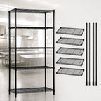 Thumbnail image #3 for Quantum WR74-3648BK-5 Stationary Wire Shelving Starter Unit, 48"W x 36"D x 74"H, 5 Shelves, Black Epoxy Finish